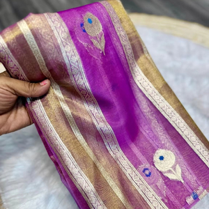 Saree de seda Banrasi de estilos auténticos con blusa elegante, ropa exclusiva para fiestas, bodas, festivales, Ropa Étnica más vendida para mujeres, ropa Sari - Product Image 1