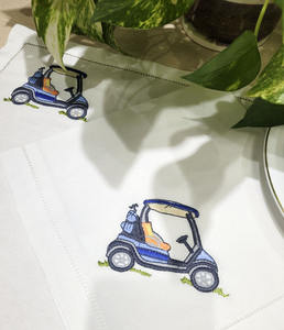 Chariot Goft brodé moderne personnalisé Set de table et serviette en coton blanc Tapis à surpiqûres lavables pour la maison Hôtel Événements - Product Image 5