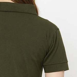 เสื้อโปโลผ้าฝ้ายปิเก้พรีเมียมสำหรับผู้หญิง แขนสั้น ทรงเข้ารูป สีพื้น ระบายอากาศได้ดี เหมาะสำหรับเล่นกอล์ฟ เทนนิส และเป็นเสื้อทีม - Product Image 5