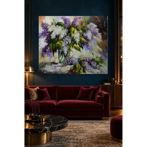 Impression sur toile de lilas violets et blancs dans un vase en verre Fida - Product Image 2
