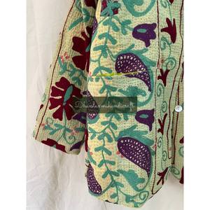 Chaqueta corta de invierno para mujer con bordado a mano Suzani Ventage tamaño libre tendencia forro lateral corto procesamiento en bruto para invierno - Product Image 3