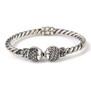 925 Sterling Silver Braided Burma <b>Bracelet</b> with Vintage Ethnic Diamond <b>Ruby</b> Pearl Religious Tennis <b>Bracelets</b> for Gift - Product Image 4