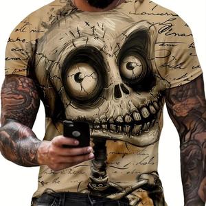 Camiseta de manga corta con cuello redondo y estampado gráfico de monstruo para hombre, ropa de hombre para verano, tela de mezcla de poliéster elástica suave y ligera 2025 - Product Image 6