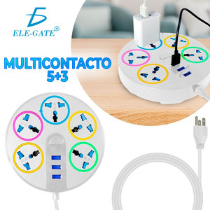 Multipresa Circolare Multifunzione con 5 Prese AC e 3 Porte USB, 6 Prese Totali, Certificata ETL - Product Image 1