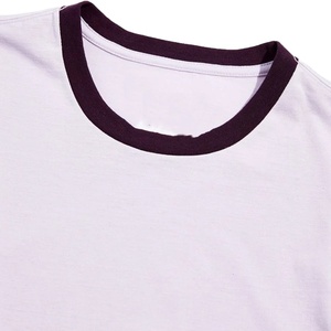 Camisetas de algodón personalizadas para hombre 180 Gsm verano cuello redondo manga corta diseño de timbre con tela de punto de Color de contraste - Product Image 1