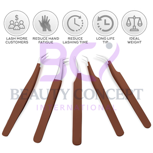 Best Premium Quality New Arrival Chocolate-Colored Stainless Steel Eyelash Extension Tweezers Made in Pakistan for Beauty Use - Product Image 2