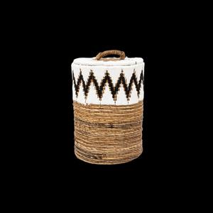 Cesta de jacinto de agua con adornos de tela, cesta de almacenamiento hecha a mano, venta al por mayor, ecológica, hecha en Vietnam - Product Image 1