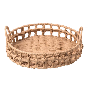 Panier de rangement classique en jacinthe d'eau tressée bio, fait main, texture naturelle, durable, pour salon et boissons, vente en gros - Product Image 1