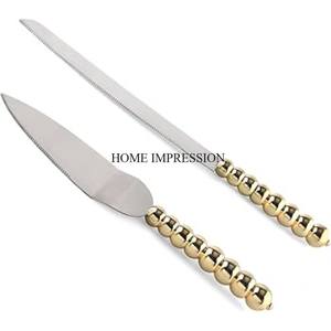 Latest Pattern Arrival Pink Color Latest Designer Handles & Gold Plated Wedding and Parties <b>Cake</b> Server and Knife <b>Cutter</b> Tools - Product Image 5