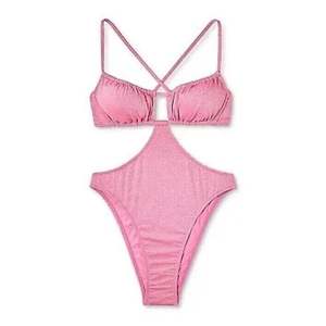 Costume da bagno intero da donna Wild Fable rosa con lurex e cut-out, taglia XS - Materiale Spandex/Nylon con decorazioni a intaglio per abbigliamento da spiaggia - Product Image 3