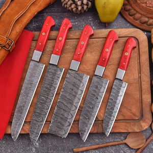 Juego de Cuchillos de Chef de 5 Piezas con Hoja de Acero de Damasco y Funda de Cuero - Product Image 4