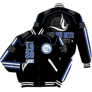 Zeta Phi Beta 1920 Azul Blanco ZPB Greek Life Sorority Varsity Letterman Chaqueta Chenille Patch Founders Edition Gear - Product Image 3
