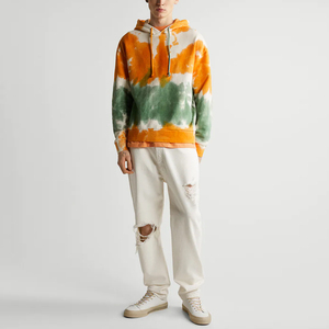 Dec fall <b>men</b> clothing <b>tie</b> dye sweatshirt acid wash unisex crop top custom orange <b>green</b> two colour loose fitting tye dye hoodies - Product Image 2
