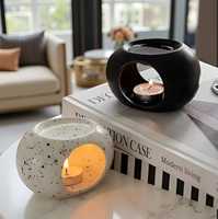 Diffuseur d'huiles essentielles en céramique écologique fait main, brûleur d'encens, lampe chauffe-bougie électrique/non électrique, lampe à parfum