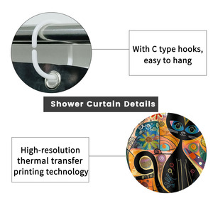 Custom Printed Waterproof Shower Shower <b>Curtain</b> for Bathroom Waterproof Polyester <b>with</b> <b>Hooks</b> - Product Image 2