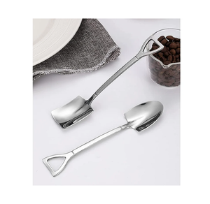Reusable Newly Stainless Steel & Brass Dessert Spoon <b>Shovel</b> Restaurant Ice Cream Coffee Tea Spoon <b>Shovel</b> Shaped Party Spoon - Product Image 3