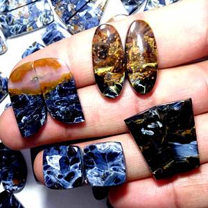 Pietersite naturelle paire de pierres précieuses en vrac Multi Pietersite Cabochon paire de pierres précieuses en vrac pour la fabrication de bijoux de boucle d'oreille - Product Image 2