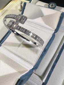 VVS Moissanite <b>Beaded</b> <b>Bracelet</b> with Baguette Stones Romantic Style Bangles or Wristbands - Product Image 4