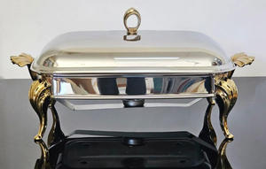 Plat de service en laiton et acier avec couvercle pour la maison Restaurants et ustensiles de cuisine décor de plat de service de nourriture plat de service couleur argent - Product Image 6