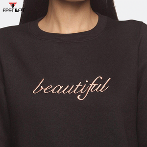 Comprar al por mayor logotipo personalizado de gran tamaño de las mujeres pulóver Sudadera de cuello redondo para la sudadera de las mujeres - Product Image 6