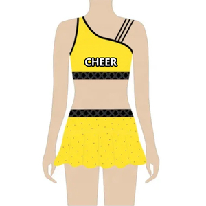 Uniformes de ropa deportiva de porristas para niños personalizados de alta calidad, conjunto caliente con técnicas de cuentas impresas con diamantes de imitación para trajes de práctica - Product Image 1