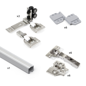 Emuca Soft Close Twofold Kit Hardware per 2 pieghevole porta scorrevole armadio include tutti i componenti 4 pannelli non inclusi - Product Image 4