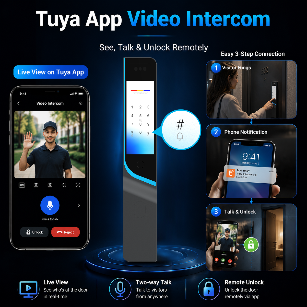 3D Face Recognition Door Lock Fully Automatic Electronic Digital Biometric Fingerprint Smart Gate Lock With Facial Palm Vein · image 5