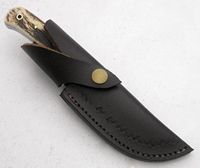 Couteau Bowie de chasse fait main en acier noir OEM personnalisé manche en corne de 15 pouces avec gaine en cuir de qualité supérieure.