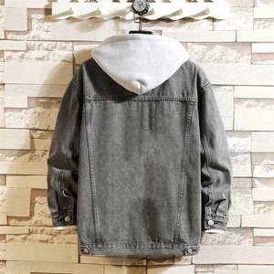 Veste en jean en coton de qualité supérieure design avec logo personnalisé vieilli noir veste en jean coupe-vent décontractée pour hommes avec col en fourrure pour hommes - Product Image 2