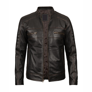 Outdoor Wholesale New Style <b>Distressed</b> Genuine Lambskin <b>Top</b> Quality Material Wholesale Price Causal Leather Jacket For Men - Product Image 1
