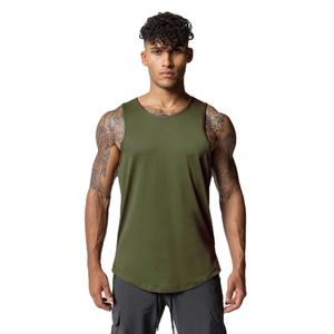 Gilet d'entraînement d'été pour hommes séchage rapide respirant coton col rond couleur unie Gym Stringer hauts maille musculation chemise sans manches - Product Image 1