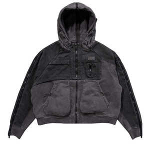 Sudaderas con Capucha para Hombre, Estilo Urbano, con Cierre, Lavado Ácido, Diseño de Paneles en Capas, Tejido Grueso, con Logotipo Personalizado, 2026 - Product Image 1