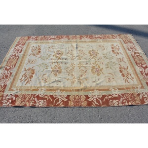 Turkish Vintage Rug, Large 5.2x7.9 ft (160x241 cm) Rug, <b>Brown</b> Persian <b>Wool</b> Rug - Product Image 3