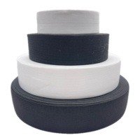 Ruban tissé noir/blanc personnalisé à haute élasticité et durable, 15 mm-60 mm, bande fine tricotée et tressée, 100 % polyester, fabrication en usine