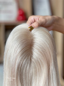 Nouveau design 16 pouces 3*5 base de soie russe Remy cheveux Topper cheveux européens # FB colorés pour les femmes blanches - Product Image 4