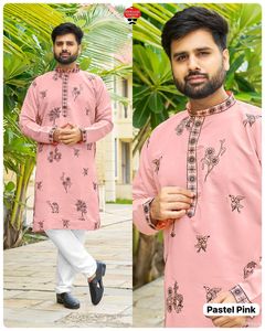 Pijama Kurta de tela cómoda para todas las estaciones, perfecto para funciones matrimoniales, ropa tradicional y de fiesta, venta al por mayor - Product Image 3