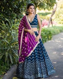 Recién llegado Georgette adornado con hermoso brillo Faux Georgette Secuencia Bordado Trabajo Lehenga Choli con Dupatta - Product Image 6