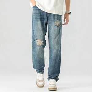 Tous les jours décontracté hommes déchiré jean endommagé coupe ample Denim pantalon tenue confortable parfait pour Streetwear - Product Image 6