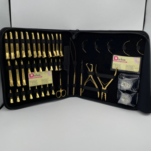 Ensemble d'outils d'extension de cheveux plasma doré comprenant des perles de silicone Micro Link pinces à cheveux boucle de ciseaux courbes C et pinces d'extension de cheveux - Product Image 1