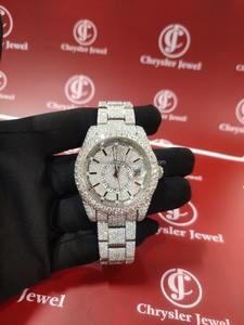 Montres mécaniques en acier inoxydable glacées pour hommes pour femmes, marque de luxe haut de gamme, VVS, moissanite, hip hop - Product Image 6