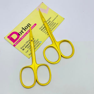 Ciseaux de manucure à lame incurvée avec logo privé, plaqué or mat, ciseaux à cuticules pour ongles en acier inoxydable au Pakistan - Product Image 1