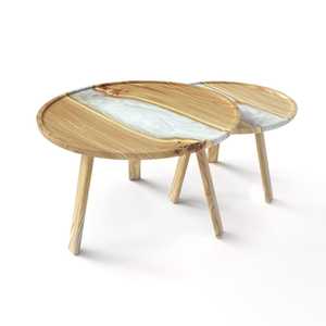 Table basse en bois de rivière en résine époxy unique, best-seller, support en métal, fabrication artisanale, design moderne écologique pour le salon, Diwali - Product Image 1