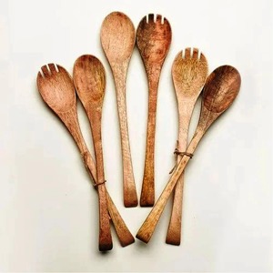 Artisanat indien Incroyable Design Salade Serveur Ensemble Bois Mélange Cuillère Fourchette pour Dîner - Product Image 1