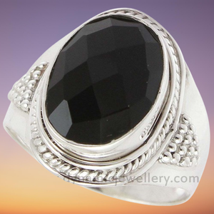 แหวนพลอยออนิกซ์สีดำสไตล์โบฮีเมียน ทำจากเงินแท้ 925 จากอินเดีย เครื่องประดับทำมือ ราคาโรงงานโดยตรง - Product Image 2