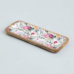 ถาดไม้ขัดเงาถาดเสิร์ฟอาหารสำเร็จรูปพิมพ์ลายใบไม้สำหรับวางบนโต๊ะสำหรับงานฝีมือไม้กล่องไม้ - Product Image 3