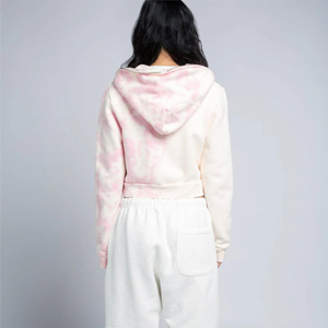 Sweat à capuche bébé rose léger à fermeture éclair complète pour femmes pull polyvalent à la mode pour superposer un grand logo avant de printemps imprimé - Product Image 4