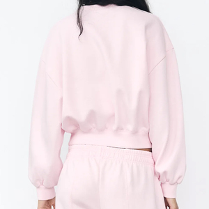 Haute qualité femmes automne/hiver haut court extérieur tissu épais sweat avec Logo personnalisé sur le devant pour le jogging - Product Image 2