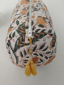Hecho a mano ecológico acolchado algodón moderno Floral indio viaje maquillaje organizador caso capacidad media para bolsa cremallera - Product Image 2