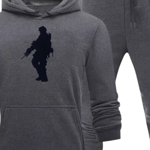 Conjunto Deportivo de Sudadera con Capucha y Pantalones Deportivos con Estampado de Soldado, Felpa de Algodón, Ropa Deportiva Informal de Moda Urbana para Invierno - Product Image 5