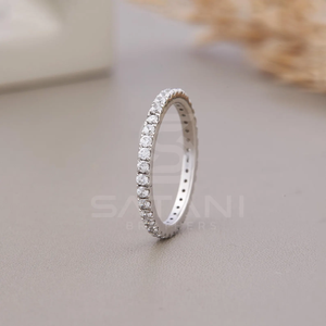 Anillo de Eternidad de Moissanita, Anillo de Aniversario de Bodas de Oro Macizo, Impresionante Anillo de Compromiso Brillante para Mujer - Product Image 1